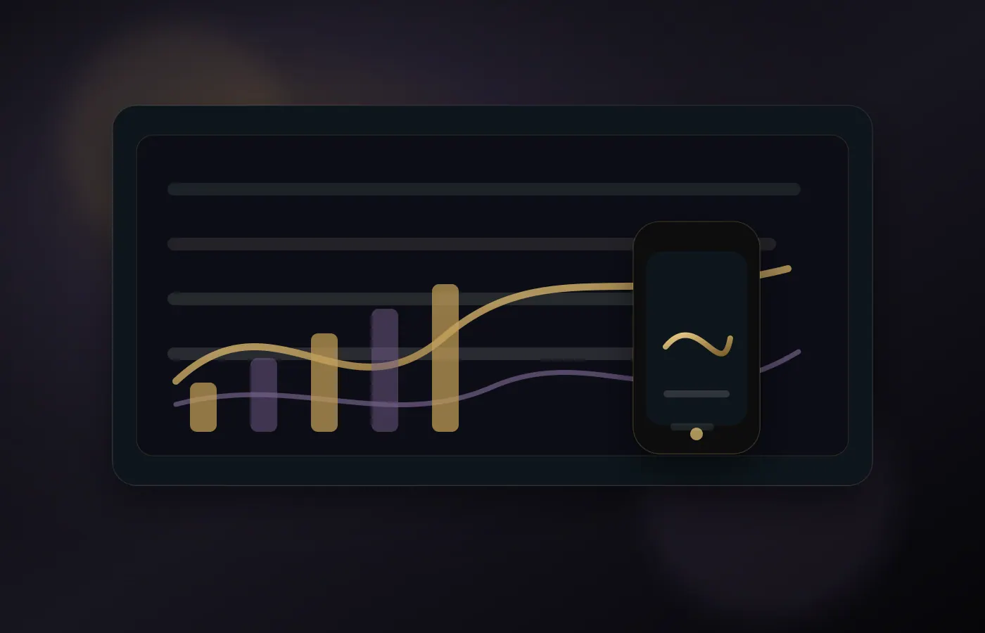 Dunkles Tracking-Dashboard mit Smartphone als Symbol für Telefonsex Webmaster Traffic