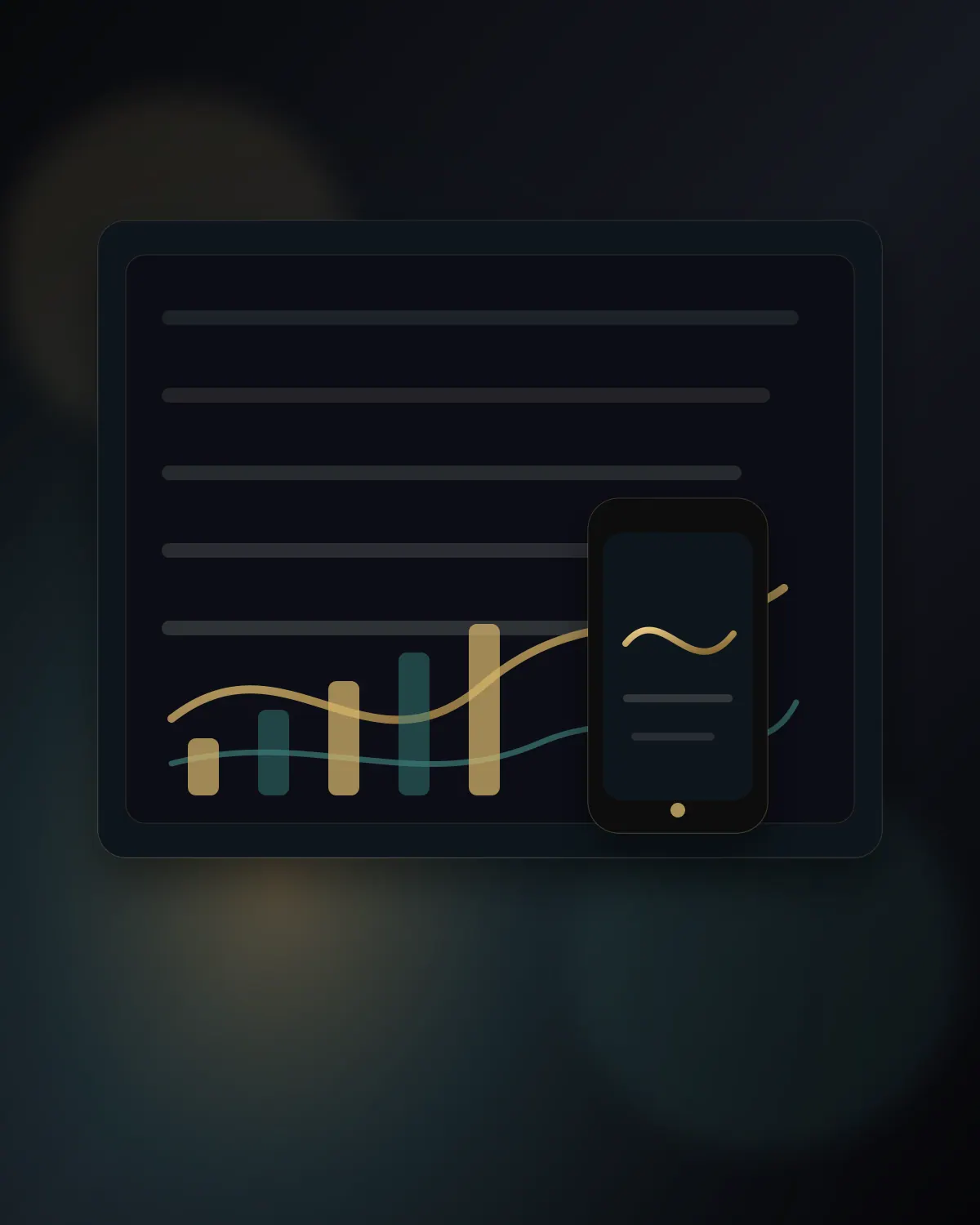 Abstraktes dunkles Dashboard mit Smartphone als Bild für ein Telefonsex Affiliate Programm