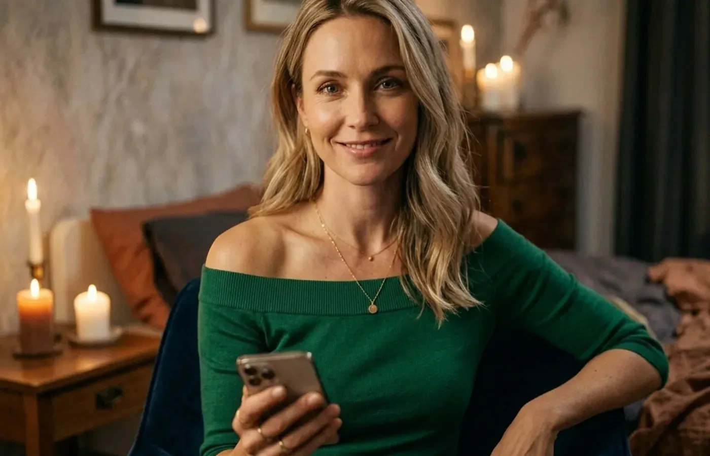 Smartphone in privater Abendatmosphäre als Bild für Telefonsex in St. Pölten ohne Anmeldung